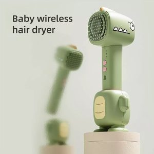 مینی سشوار بیسیم کودک طرح دایناسور Mini wireless baby hair dryer with dinosaur design