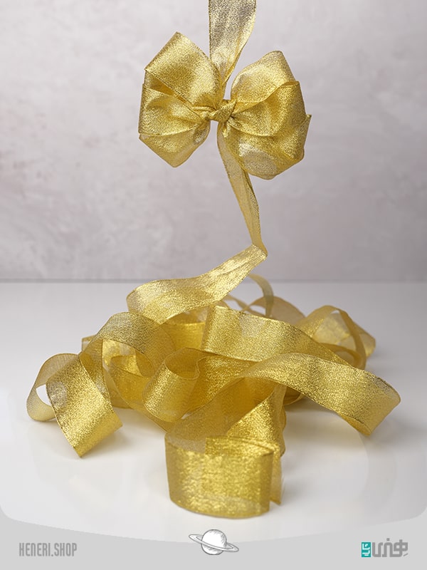 ربان ساتن پهن طلایی Golden wide satin ribbon