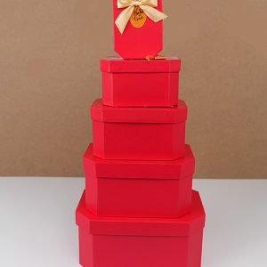 جعبه هدیه 8 ظلعی قرمز (5 سایز) Red 8 sided box