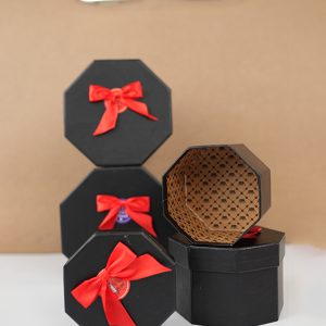 جعبه هدیه 8 ضلعی مشکی (4 سایز)Black octagonal gift box