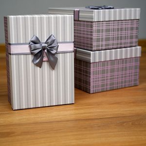 جعبه هدیه مستطیلی طوسی (3 سایز) Gray rectangular gift box