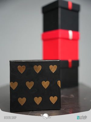 جعبه هدیه مکعبی قلب طلایی (2سایز)Golden heart cubic gift box
