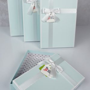 جعبه هدیه مستطیلی آبی پاستیلی (4سایز) Pastel blue rectangular gift box