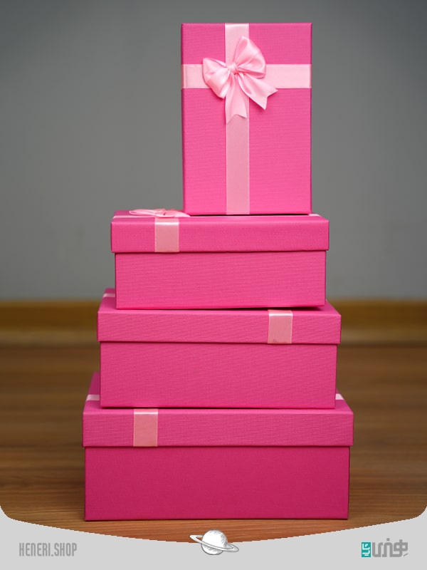 جعبه هدیه مستطیلی صورتی(4 سایز) Pink rectangular gift box