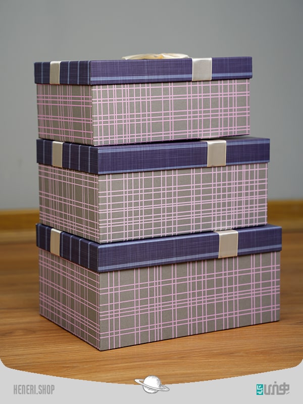 جعبه هدیه مستطیلی راه راه (3 سایز) Rectangular corrugated gift box